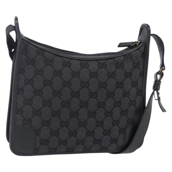 GUCCI GG Canvas Shoulder Bag Black Silver 001 4206 Auth 151872
