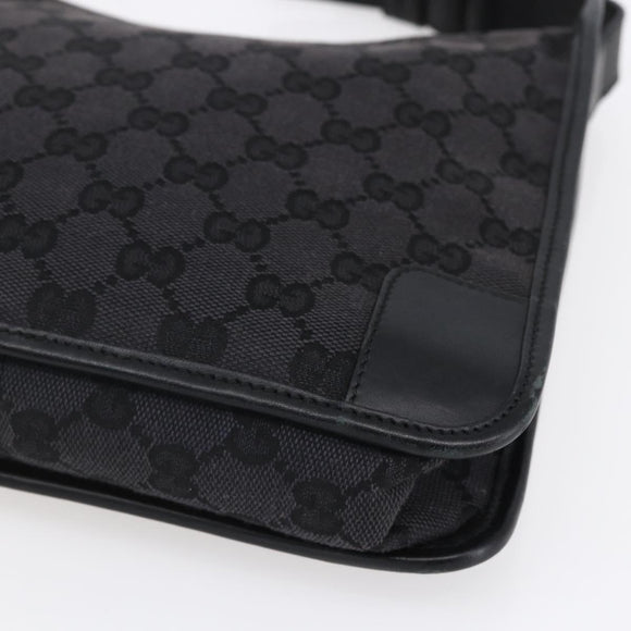 GUCCI GG Canvas Shoulder Bag Black Silver 001 4206 Auth 151872