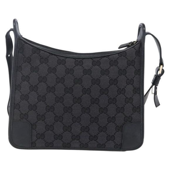 GUCCI GG Canvas Shoulder Bag Black Silver 001 4206 Auth 151872