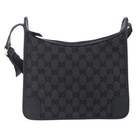 GUCCI GG Canvas Shoulder Bag Black Silver 001 4206 Auth 151872 - 0