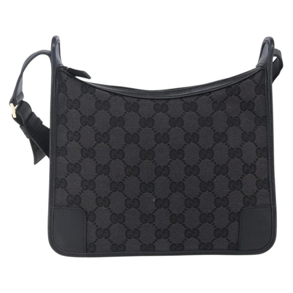 GUCCI GG Canvas Shoulder Bag Black Silver 001 4206 Auth 151872