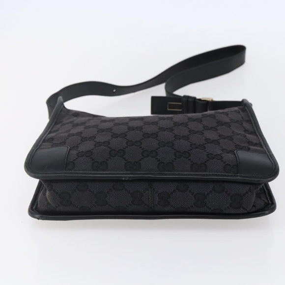 GUCCI GG Canvas Shoulder Bag Black Silver 001 4206 Auth 151872