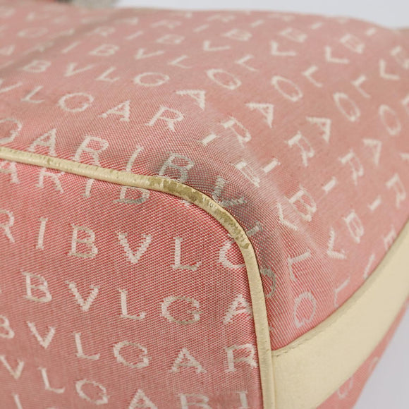 BVLGARI Logo Mania Shoulder Bag Canvas Pink Silver Auth 151875