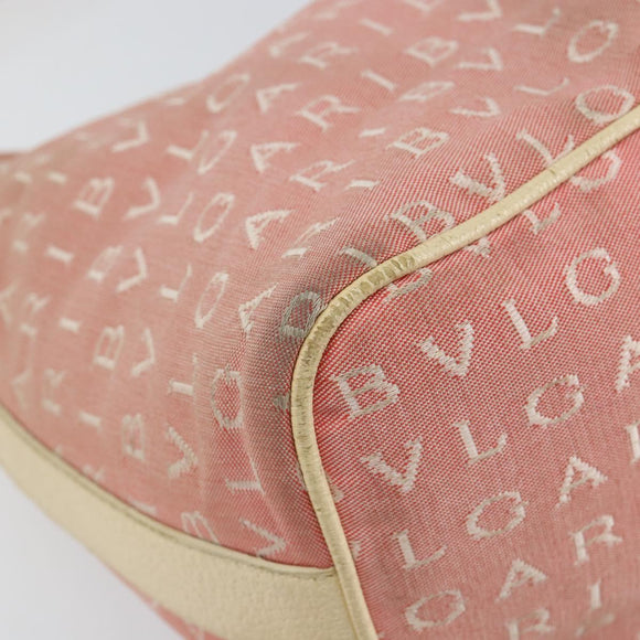 BVLGARI Logo Mania Shoulder Bag Canvas Pink Silver Auth 151875