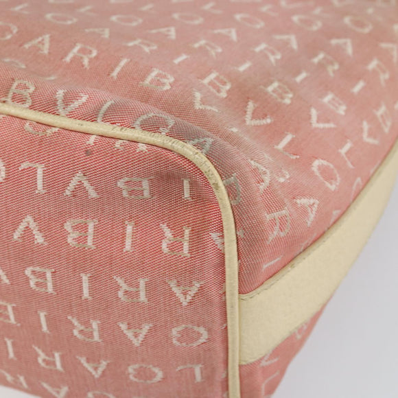 BVLGARI Logo Mania Shoulder Bag Canvas Pink Silver Auth 151875