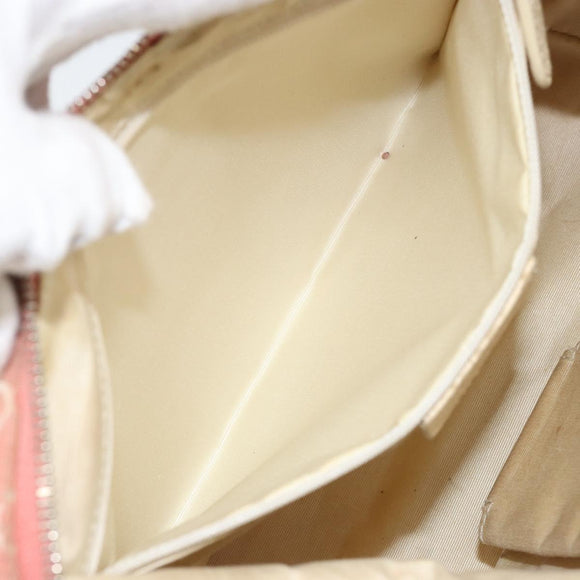 BVLGARI Logo Mania Shoulder Bag Canvas Pink Silver Auth 151875