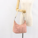 BVLGARI Logo Mania Shoulder Bag Canvas Pink Silver Auth 151875-22