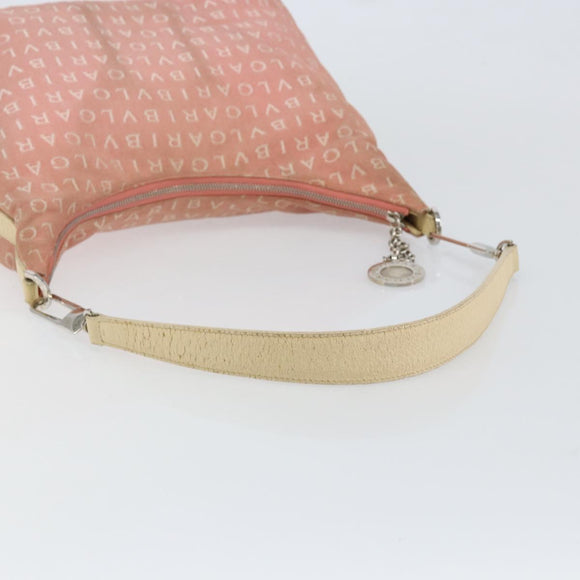 BVLGARI Logo Mania Shoulder Bag Canvas Pink Silver Auth 151875