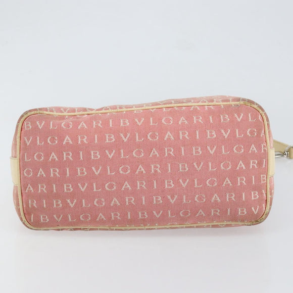 BVLGARI Logo Mania Shoulder Bag Canvas Pink Silver Auth 151875