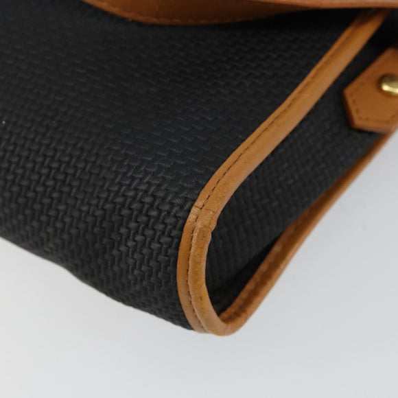 SAINT LAURENT Shoulder Bag Leather Gold Black Auth 151878