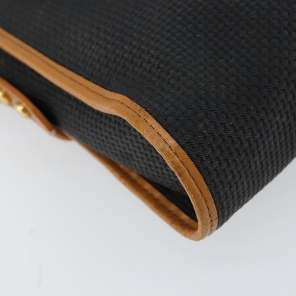 SAINT LAURENT Shoulder Bag Leather Gold Black Auth 151878