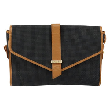 SAINT LAURENT Shoulder Bag Leather Gold Black Auth 151878 - 0