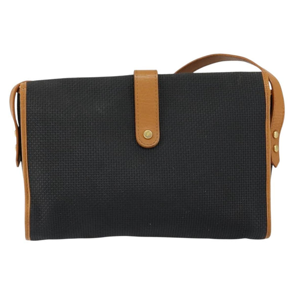 SAINT LAURENT Shoulder Bag Leather Gold Black Auth 151878