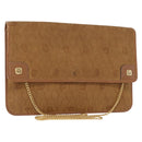 Christian Dior Honeycomb Canvas Chain Shoulder Bag Gold Brown Auth 151879-1