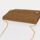 Christian Dior Honeycomb Canvas Chain Shoulder Bag Gold Brown Auth 151879-6