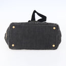 PRADA Canapa PM Hand Bag Denim 2way Black Gold Auth 151881-5