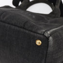 PRADA Canapa PM Hand Bag Denim 2way Black Gold Auth 151881-15