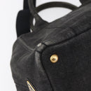 PRADA Canapa PM Hand Bag Denim 2way Black Gold Auth 151881-16