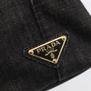 PRADA Canapa PM Hand Bag Denim 2way Black Gold Auth 151881-18