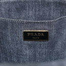 PRADA Canapa PM Hand Bag Denim 2way Black Gold Auth 151881-19