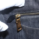 PRADA Canapa PM Hand Bag Denim 2way Black Gold Auth 151881-20