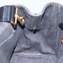 PRADA Canapa PM Hand Bag Denim 2way Black Gold Auth 151881-21