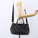 PRADA Canapa PM Hand Bag Denim 2way Black Gold Auth 151881-26