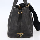 PRADA Canapa PM Hand Bag Denim 2way Black Gold Auth 151881-3