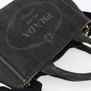 PRADA Canapa PM Hand Bag Denim 2way Black Gold Auth 151881-6