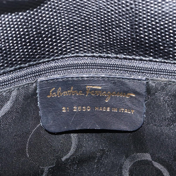 Salvatore Ferragamo Tote Bag Leather Black Gold Auth 151882