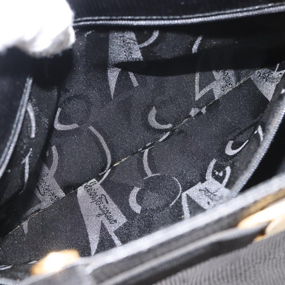 Salvatore Ferragamo Tote Bag Leather Black Gold Auth 151882