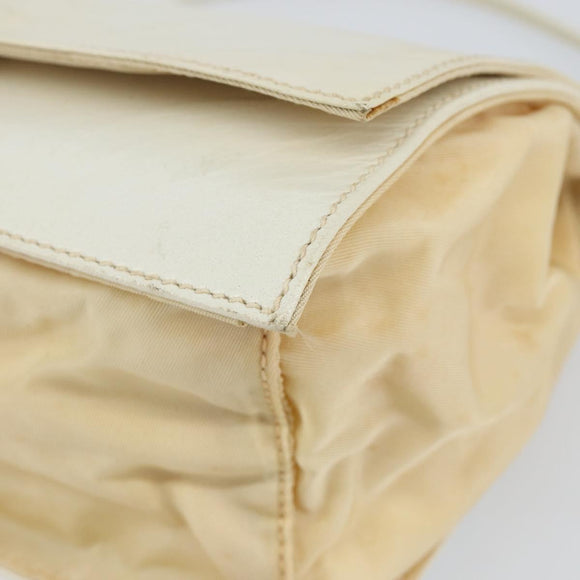 PRADA Chain Shoulder Bag Leather White Auth 151883