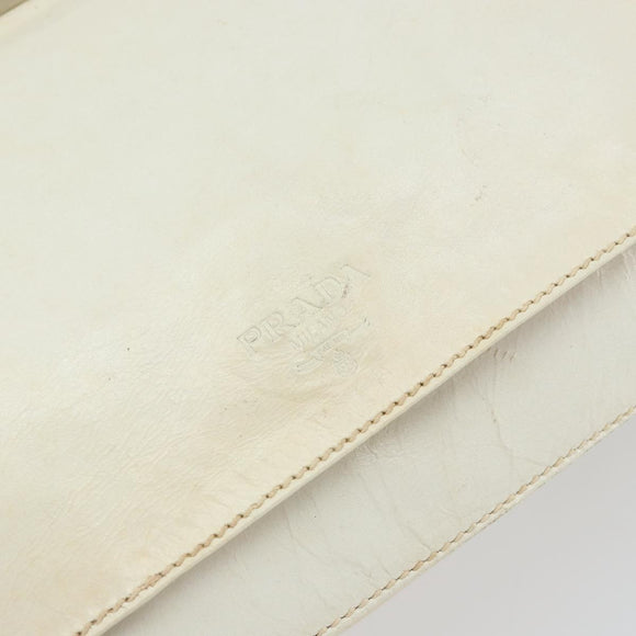 PRADA Chain Shoulder Bag Leather White Auth 151883