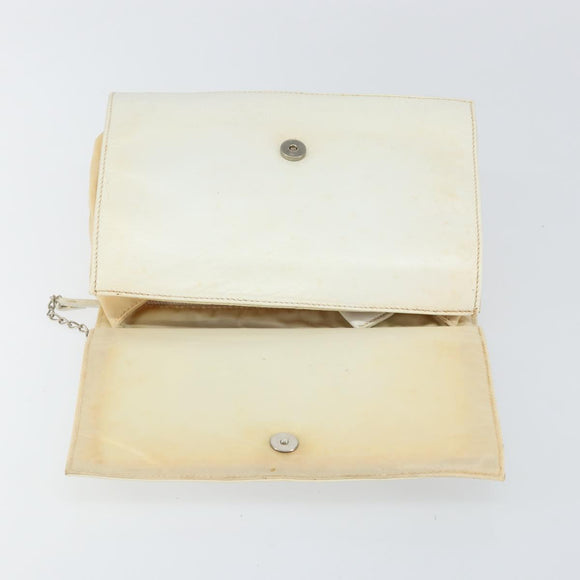 PRADA Chain Shoulder Bag Leather White Auth 151883