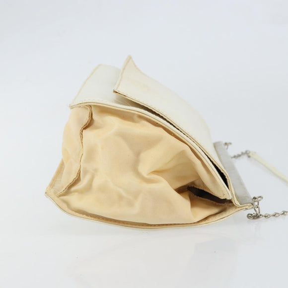 PRADA Chain Shoulder Bag Leather White Auth 151883