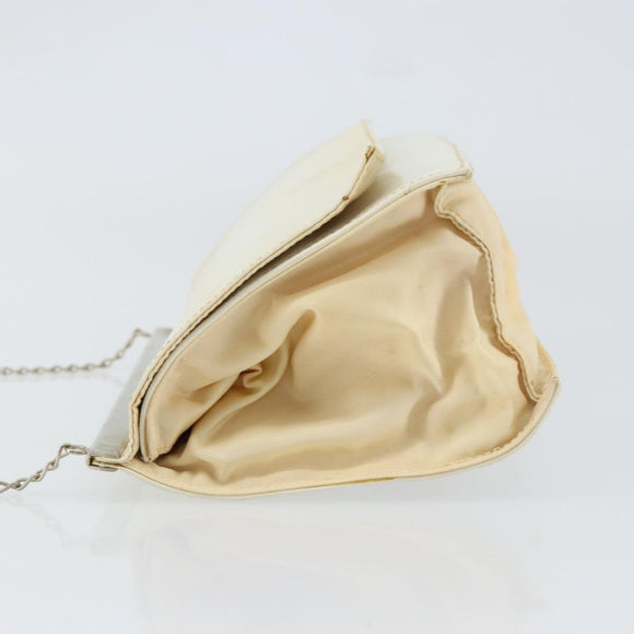 PRADA Chain Shoulder Bag Leather White Auth 151883