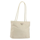 PRADA Tote Bag Nylon White Silver Auth 151884-1