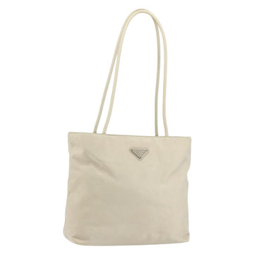 PRADA Tote Bag Nylon White Silver Auth 151884