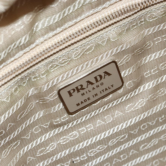 PRADA Tote Bag Nylon White Silver Auth 151884