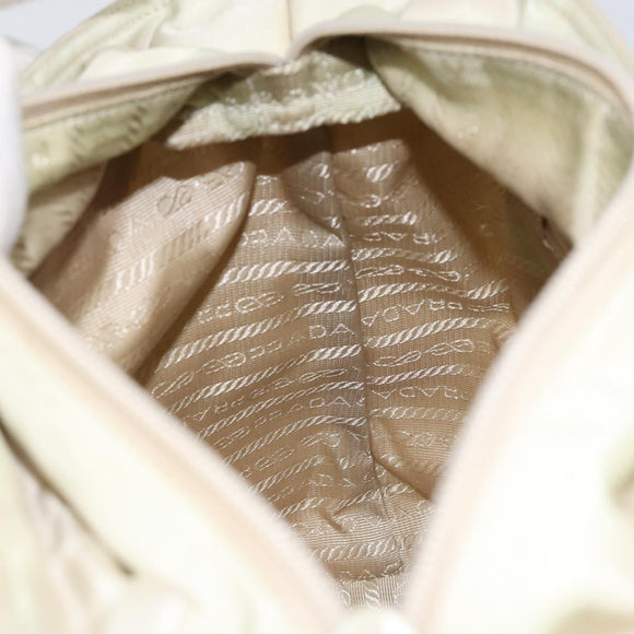 PRADA Tote Bag Nylon White Silver Auth 151884