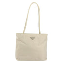 PRADA Tote Bag Nylon White Silver Auth 151884-13
