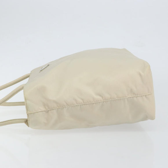 PRADA Tote Bag Nylon White Silver Auth 151884