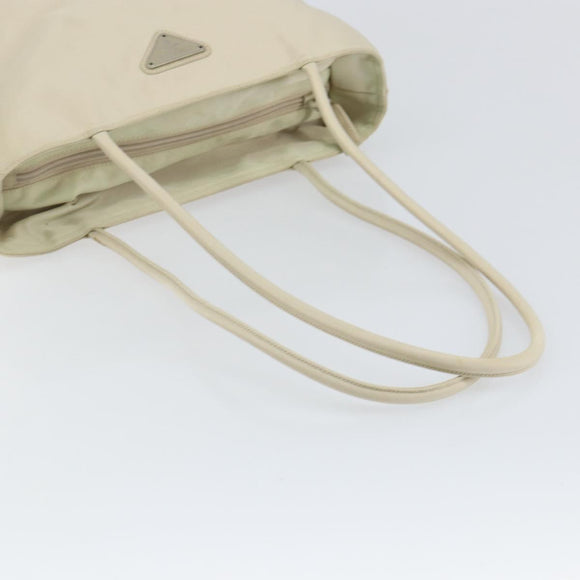 PRADA Tote Bag Nylon White Silver Auth 151884