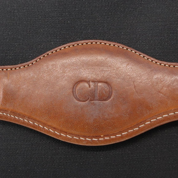 Christian Dior Shoulder Bag Nylon Black Gold Auth 151885