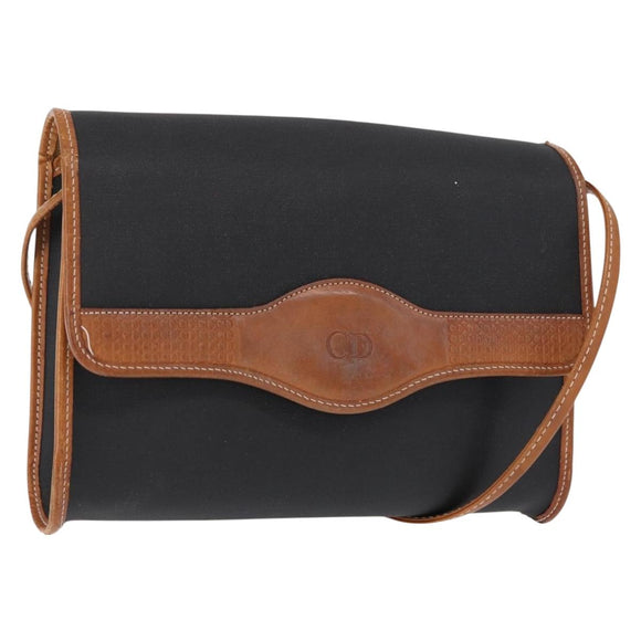 Christian Dior Shoulder Bag Nylon Black Gold Auth 151885
