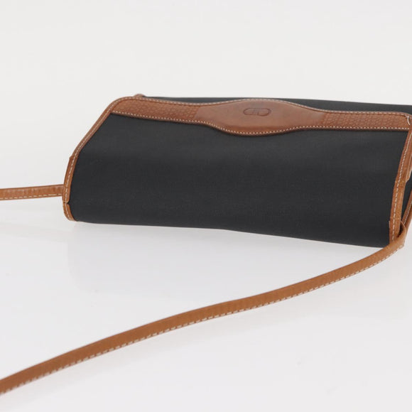 Christian Dior Shoulder Bag Nylon Black Gold Auth 151885
