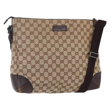 GUCCI GG Canvas Shoulder Bag Beige Silver 110054 Auth 151886