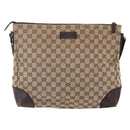 GUCCI GG Canvas Shoulder Bag Beige Silver 110054 Auth 151886-13