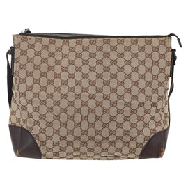 GUCCI GG Canvas Shoulder Bag Beige Silver 110054 Auth 151886 - 0