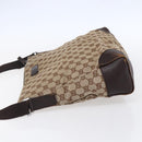 GUCCI GG Canvas Shoulder Bag Beige Silver 110054 Auth 151886-3